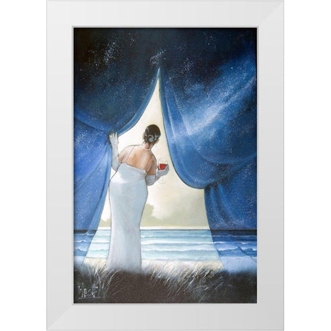 My Heart Aches for the Ocean White Modern Wood Framed Art Print by West, Ronald