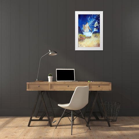 Starry Bath III White Modern Wood Framed Art Print by West, Ronald