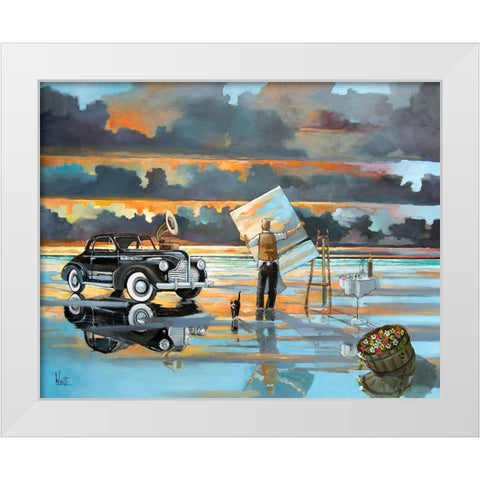 Painting Up a Storm White Modern Wood Framed Art Print by West, Ronald