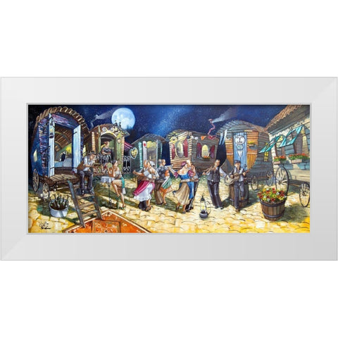 Gypsies White Modern Wood Framed Art Print by West, Ronald