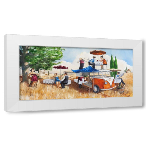 A Traveling Restaurant White Modern Wood Framed Art Print by West, Ronald