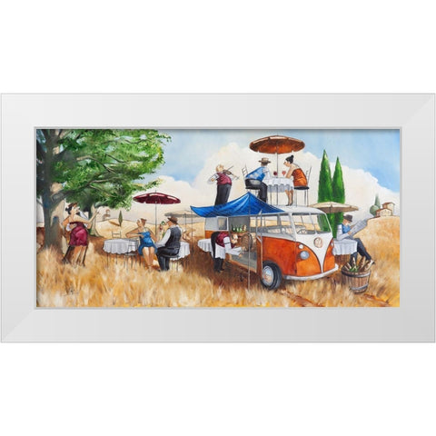 A Traveling Restaurant White Modern Wood Framed Art Print by West, Ronald