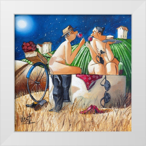 Late Night Bath I White Modern Wood Framed Art Print by West, Ronald