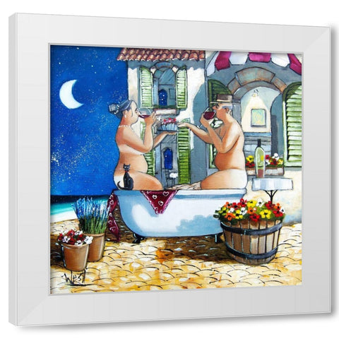 Late Night Bath III White Modern Wood Framed Art Print by West, Ronald