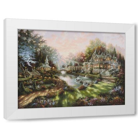 Morning Glory White Modern Wood Framed Art Print by Strubel, Klaus