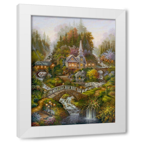 Hillside Sanctuary White Modern Wood Framed Art Print by Strubel, Klaus