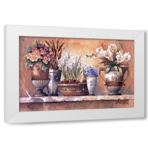 Antique Blossoms White Modern Wood Framed Art Print by Lee, James