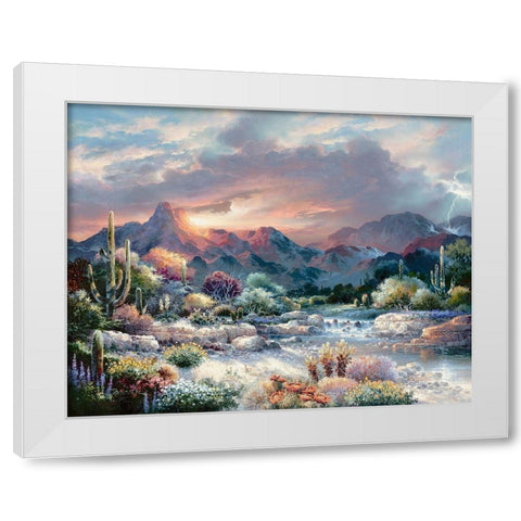 Sonoran Sunrise White Modern Wood Framed Art Print by Lee, James