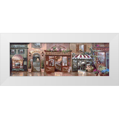 Cafe Walk White Modern Wood Framed Art Print by Lee, James