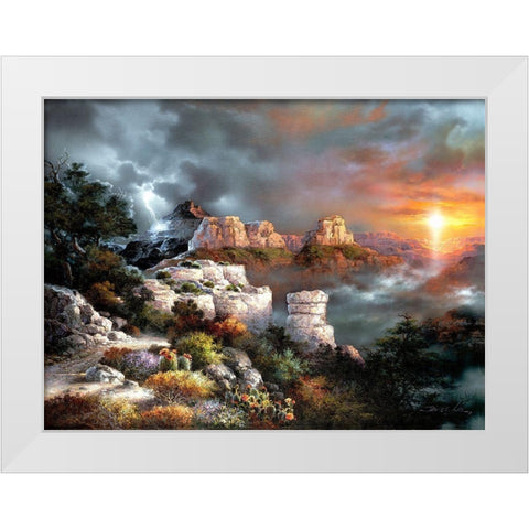 Sunset Plateau White Modern Wood Framed Art Print by Lee, James