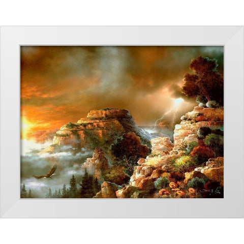 Eagle Storm White Modern Wood Framed Art Print by Lee, James