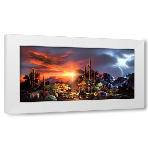 Desert Lightning White Modern Wood Framed Art Print by Lee, James