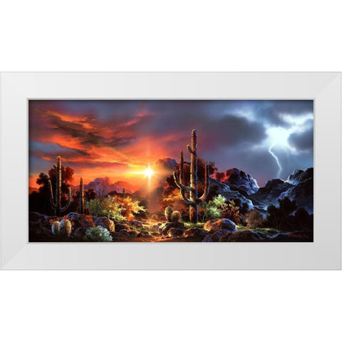 Desert Lightning White Modern Wood Framed Art Print by Lee, James