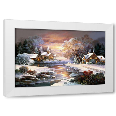 Winter Church White Modern Wood Framed Art Print by Lee, James