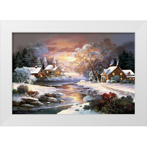 Winter Church White Modern Wood Framed Art Print by Lee, James