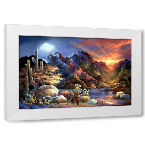 Saturday Sunset White Modern Wood Framed Art Print by Lee, James