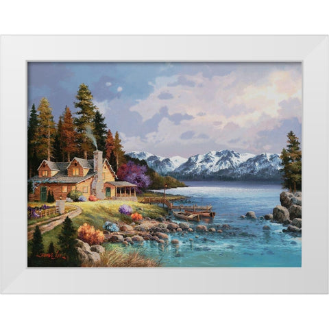 Mountain Cabin White Modern Wood Framed Art Print by Lee, James