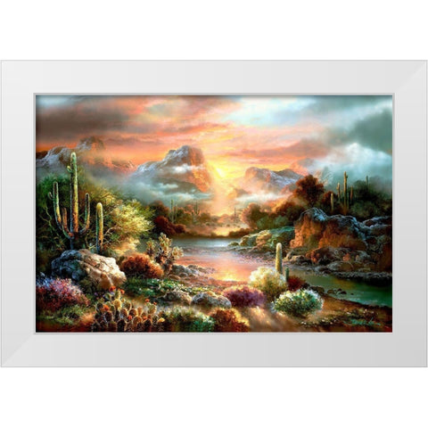 Sunset Splendor White Modern Wood Framed Art Print by Lee, James