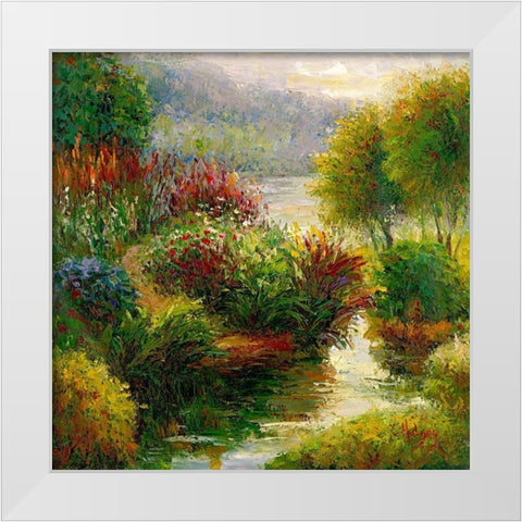 Winding River White Modern Wood Framed Art Print by Hulsey