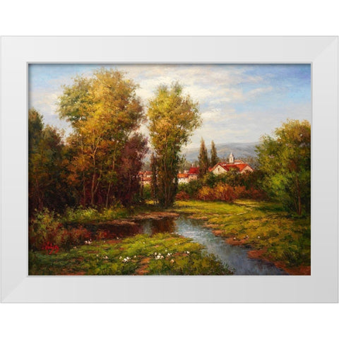 Wildflower Path White Modern Wood Framed Art Print by Hulsey