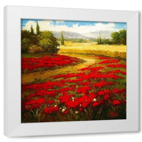 Wheat Fields and Poppies White Modern Wood Framed Art Print by Hulsey