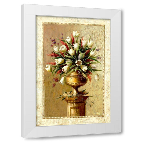 Spring Blossoms II White Modern Wood Framed Art Print by Welby
