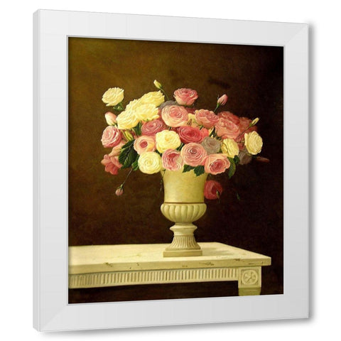 May Roses I White Modern Wood Framed Art Print by Welby