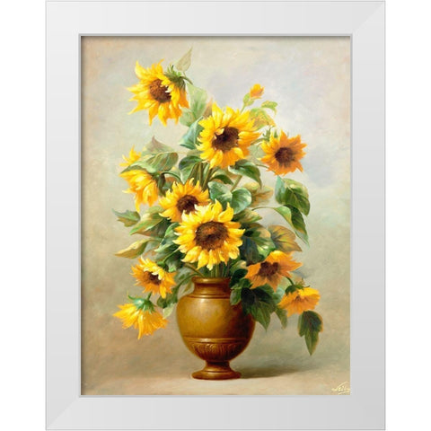 Sunflowers in Bronze II White Modern Wood Framed Art Print by Welby