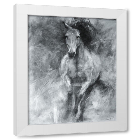 Incoming Equine White Modern Wood Framed Art Print by Campbell, Robert