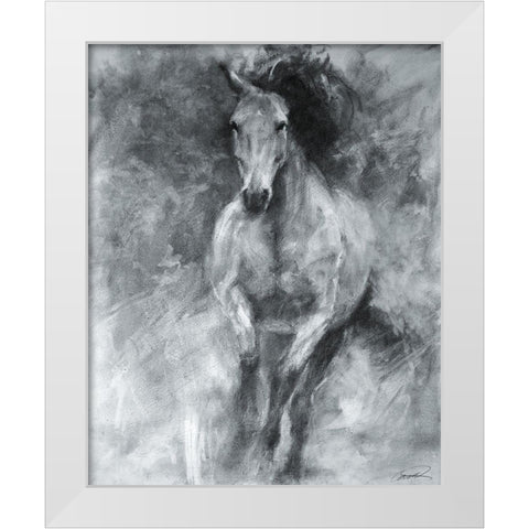 Incoming Equine White Modern Wood Framed Art Print by Campbell, Robert