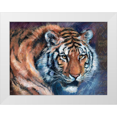 Tiger Tales White Modern Wood Framed Art Print by Campbell, Robert