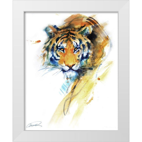 Tiger Strokes White Modern Wood Framed Art Print by Campbell, Robert