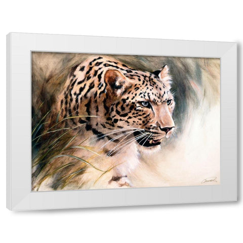 Leopards Lair White Modern Wood Framed Art Print by Campbell, Robert