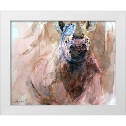 Advanced Alert Rhino White Modern Wood Framed Art Print by Campbell, Robert