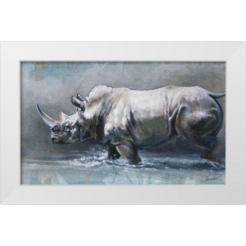The Pedestrian Rhino White Modern Wood Framed Art Print by Campbell, Robert