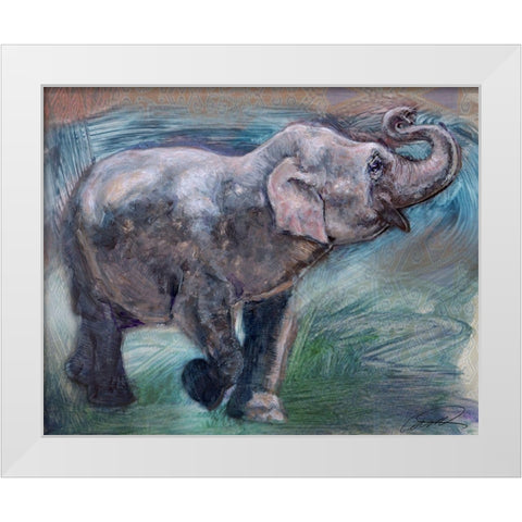 Elephant Jubilee White Modern Wood Framed Art Print by Campbell, Robert