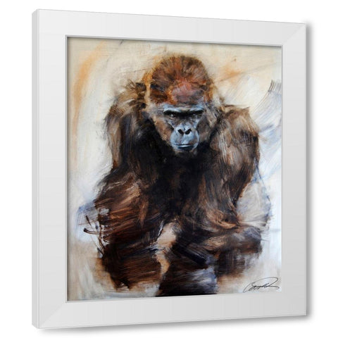 Gorilla Glare White Modern Wood Framed Art Print by Campbell, Robert