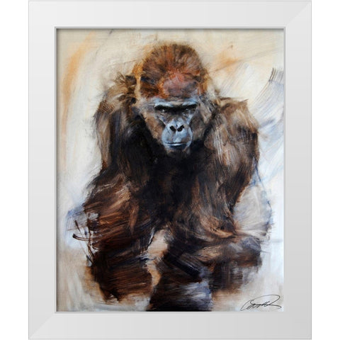 Gorilla Glare White Modern Wood Framed Art Print by Campbell, Robert