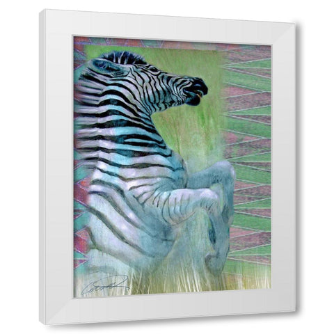 Zebra Zest White Modern Wood Framed Art Print by Campbell, Robert