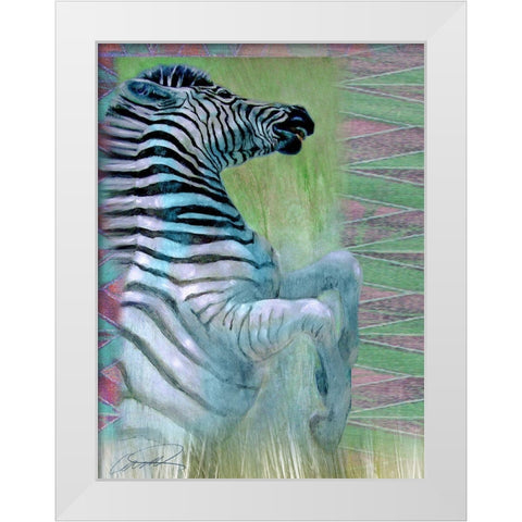 Zebra Zest White Modern Wood Framed Art Print by Campbell, Robert
