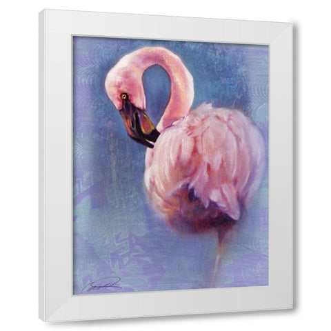 Pretty in Pink Flamingo White Modern Wood Framed Art Print by Campbell, Robert