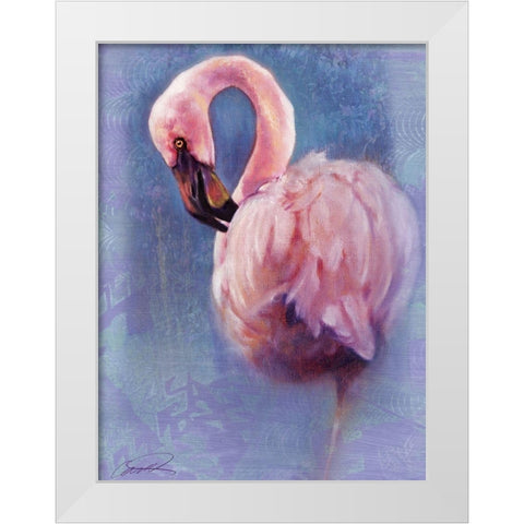 Pretty in Pink Flamingo White Modern Wood Framed Art Print by Campbell, Robert