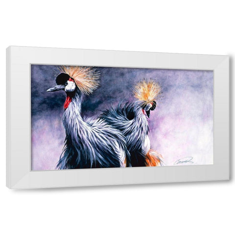Crowned Cranes White Modern Wood Framed Art Print by Campbell, Robert