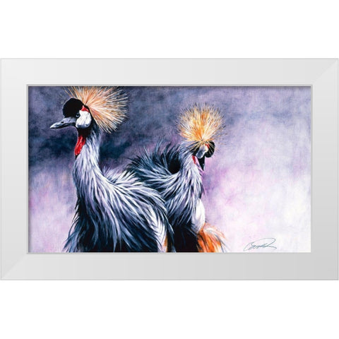 Crowned Cranes White Modern Wood Framed Art Print by Campbell, Robert