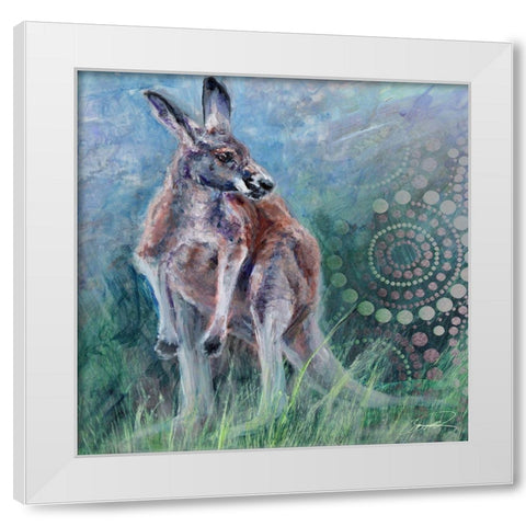 Red Kangaroo White Modern Wood Framed Art Print by Campbell, Robert