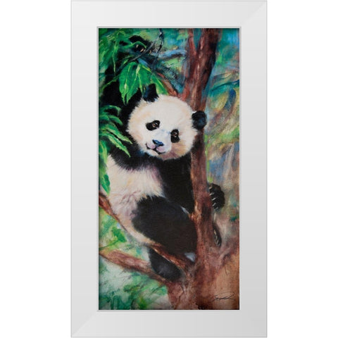 Panda Playtime White Modern Wood Framed Art Print by Campbell, Robert