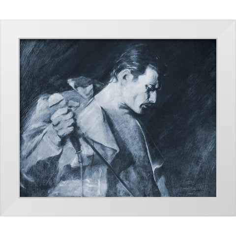 Save Me Freddie Mercury White Modern Wood Framed Art Print by Campbell, Robert