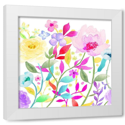 Pleasant Petals White Modern Wood Framed Art Print by Naskrent, Delores
