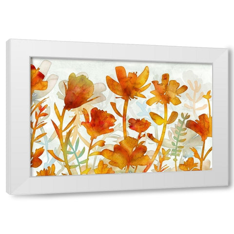 Acapuluca Golden Garden White Modern Wood Framed Art Print by Naskrent, Delores