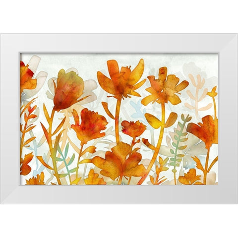 Acapuluca Golden Garden White Modern Wood Framed Art Print by Naskrent, Delores